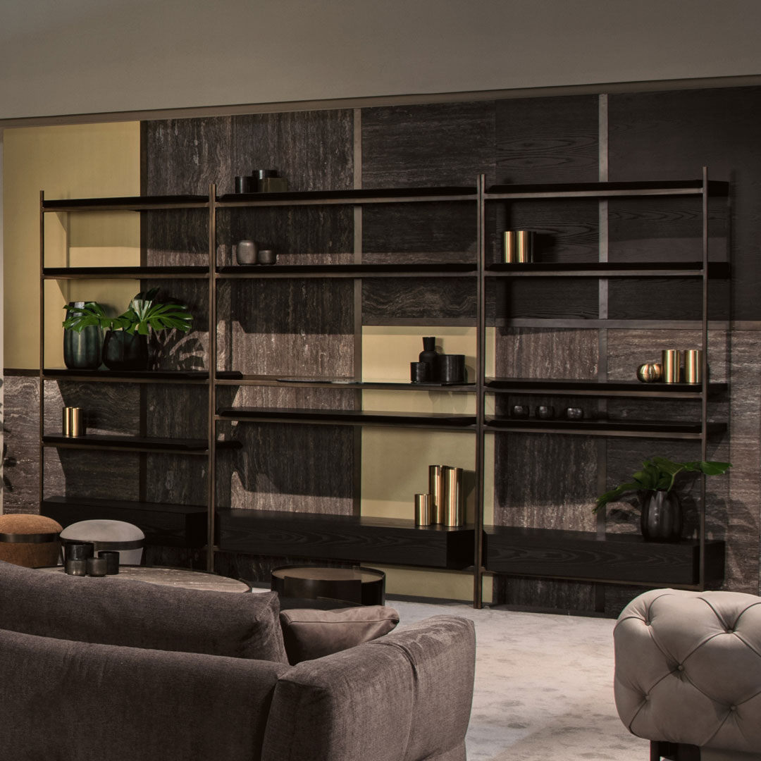 Self-supporting bookcases: a play of full and empty spaces. - Cantori