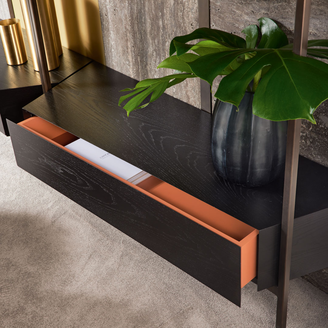 Self-supporting bookcases: a play of full and empty spaces. - Cantori